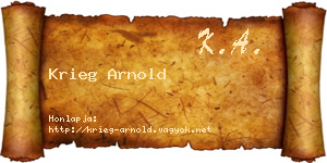 Krieg Arnold névjegykártya